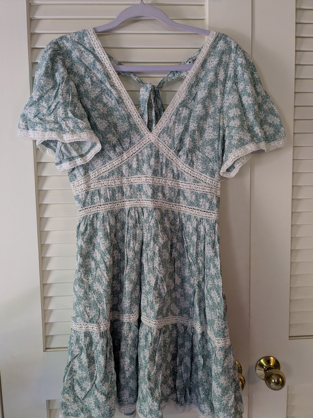 Boho Floral Lace-Trim Mini Dress